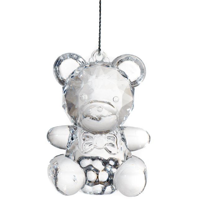 X-mas decor Bear drop, clear, 4.6x6.2cm