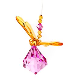 X-mas decor DRAGONFLY orange/fuchsia, 7.5x5.7x7.5cm