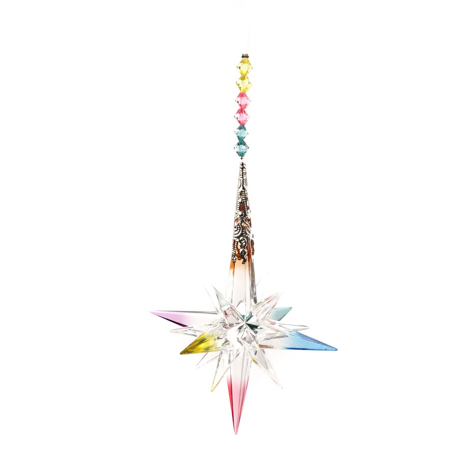 X-mas decor STAR WITH BEADS, 13.8x8.8x9cm