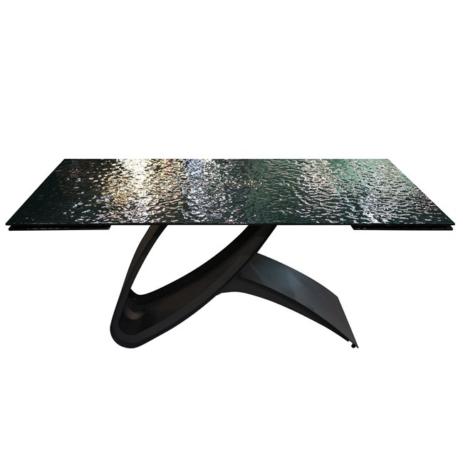 Extendable dining table Faberg, metal/glass, black, 180-260x95cm H76cm