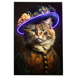 Glass picture Catman LED, 80x120x3.5cm