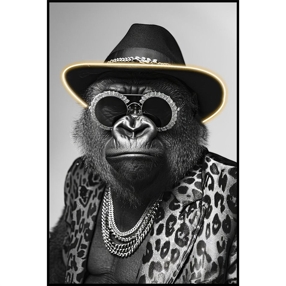 Glass picture Cool Gorilla LED, 60x90x3.5cm