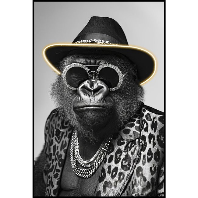 Glass picture Cool Gorilla LED, 60x90x3.5cm