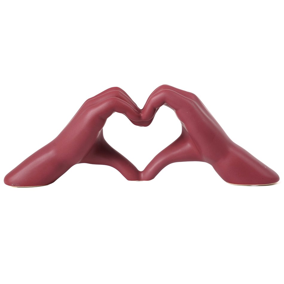 Deco figurine Heart, ceramics, dark red, H11x7x31cm