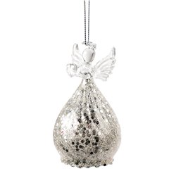 X-mas decor Silver angel, 6x6x9cm