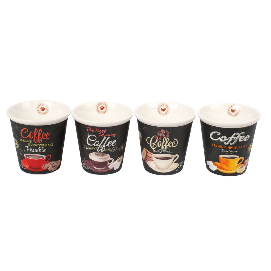 Espresso cups It's Coffee Time, 100ml, H6.5cm, D6.5cm, set of 4 pcs.