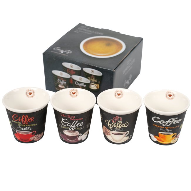 Espresso cups It's Coffee Time, 100ml, H6.5cm, D6.5cm, set of 4 pcs.