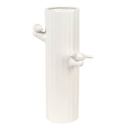 Vase Birds on bark XL, white, H43.5x12.5x12.5cm