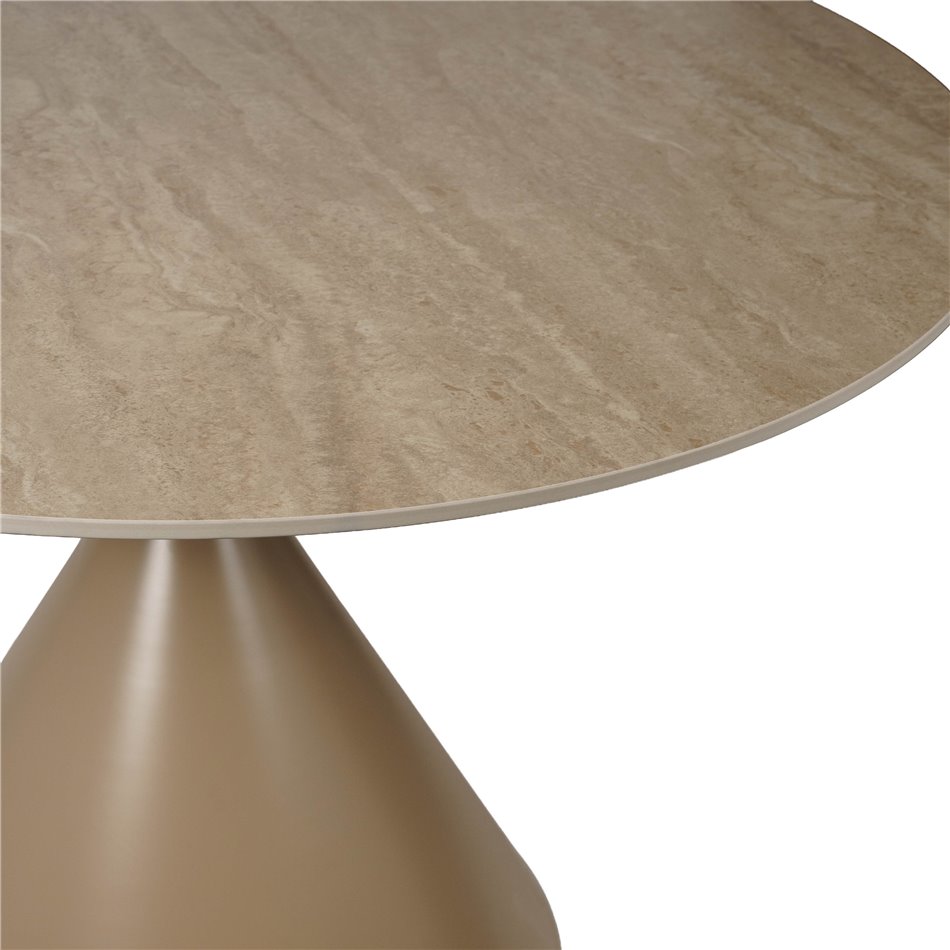 Round dining table Tiriolo, sintered stone/metal, D110cm H76.5cm