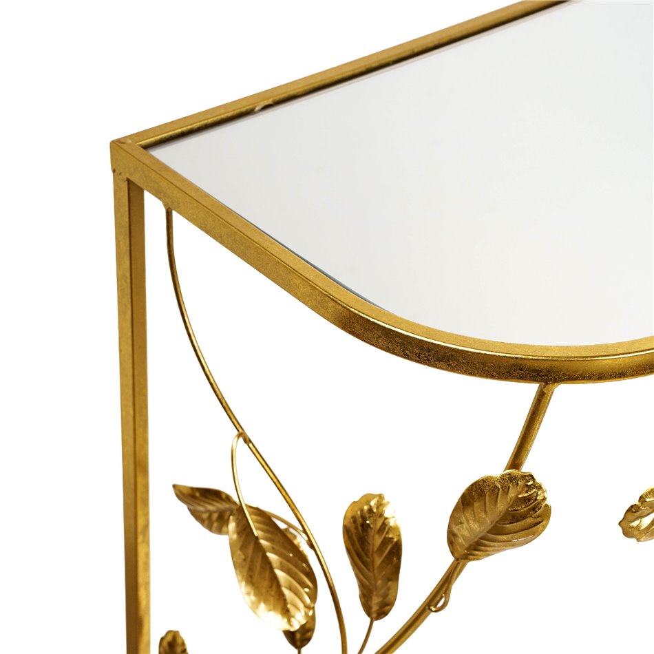 Console Botany L, mirror top, gold color, H75x100x30cm