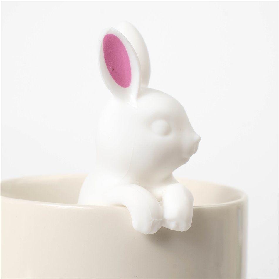 Teesõel Bunny, valge/roosa, silikoon, H9x4.5x5cm
