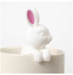 Teesõel Bunny, valge/roosa, silikoon, H9x4.5x5cm