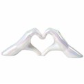 Deco figurine Heart, ceramics, white, H11x7x31cm