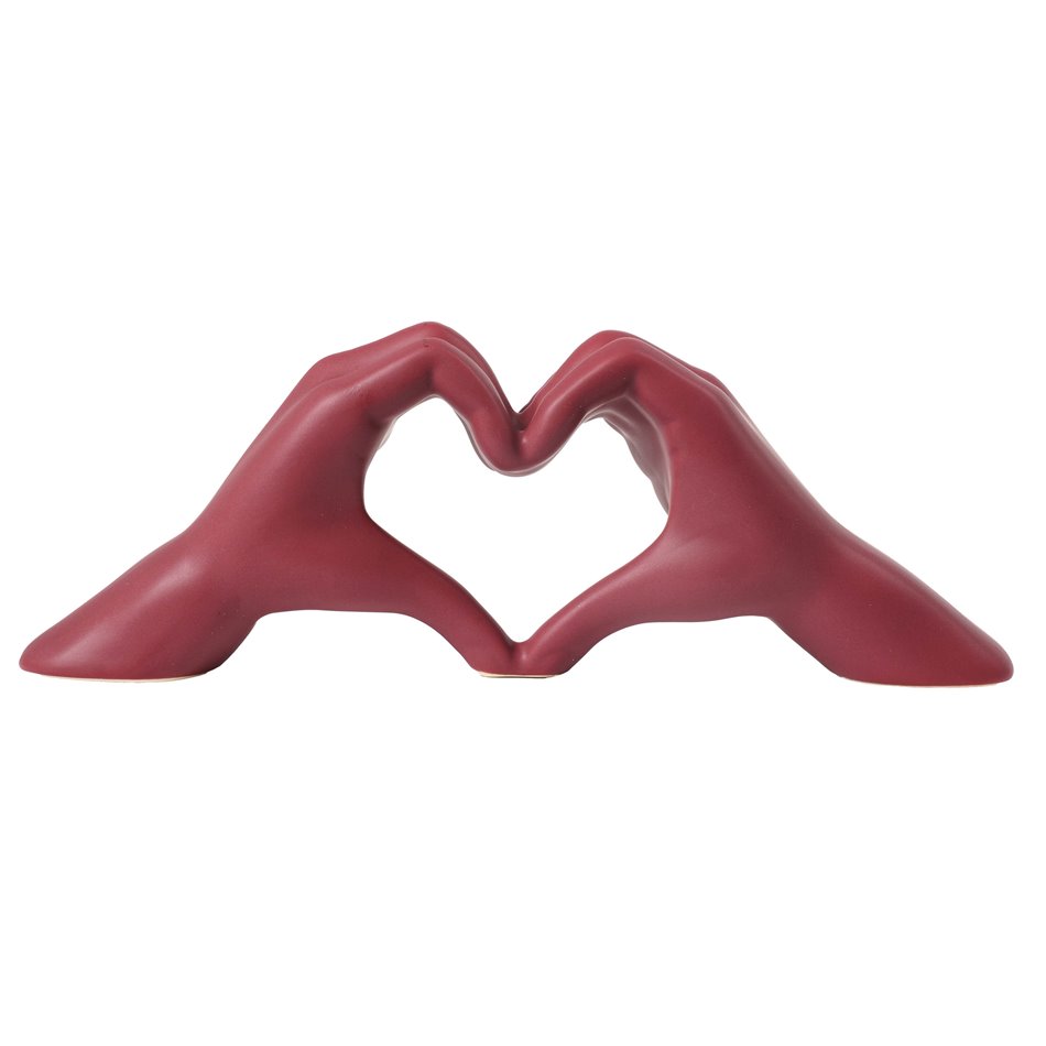 Deco figurine Heart, ceramics, dark red, H11x7x31cm