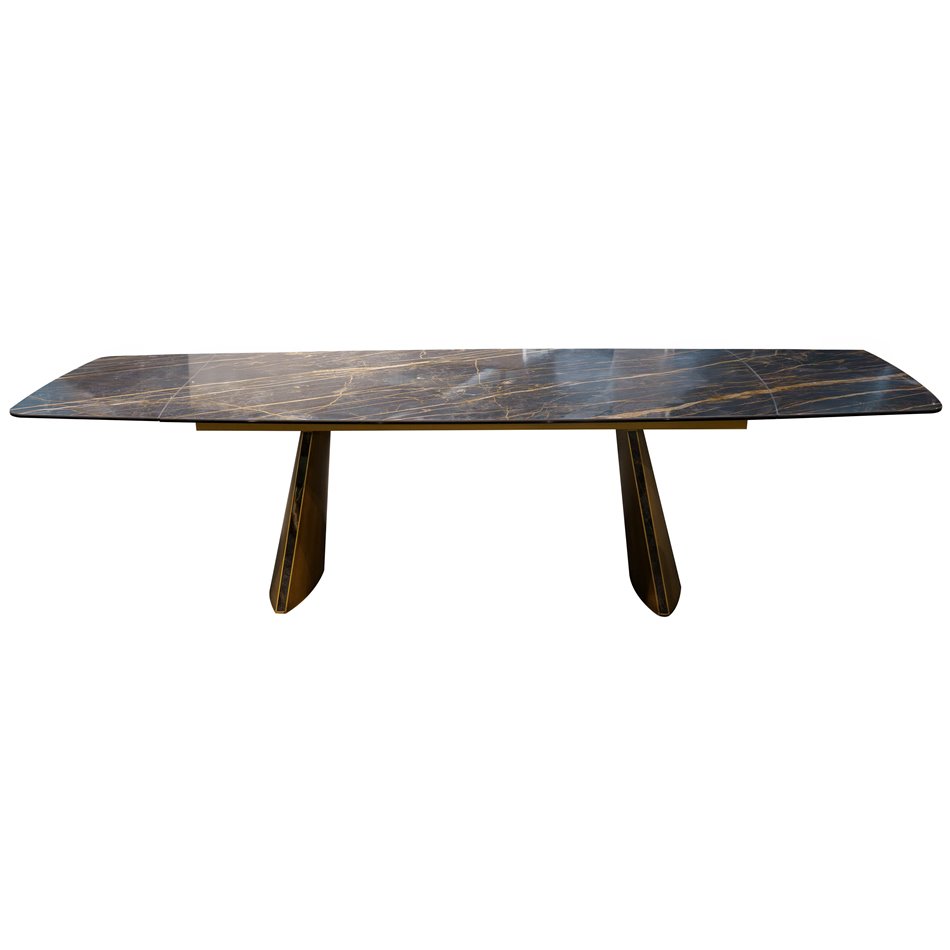 Pikendatav söögilaud Fabian, metall/klaas/keraamika, 200-300x100cm H76cm