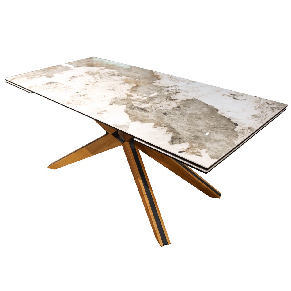 Extendable dining table Fara, wood/metal/glass/ceramics, 180-260x90cm H76cm
