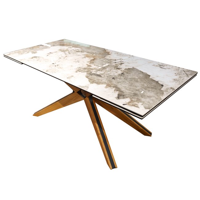 Extendable dining table Fara, wood/metal/glass/ceramics, 180-260x90cm H76cm