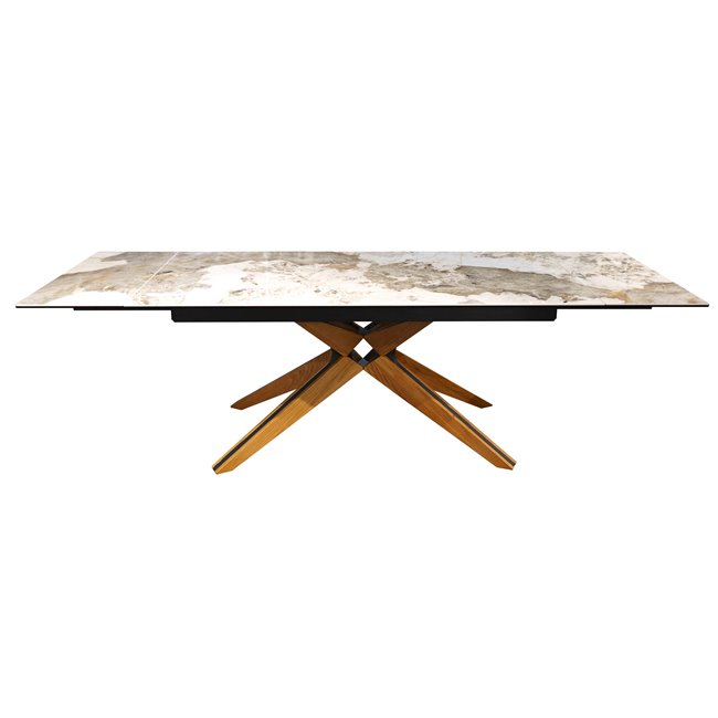 Extendable dining table Fara, wood/metal/glass/ceramics, 180-260x90cm H76cm