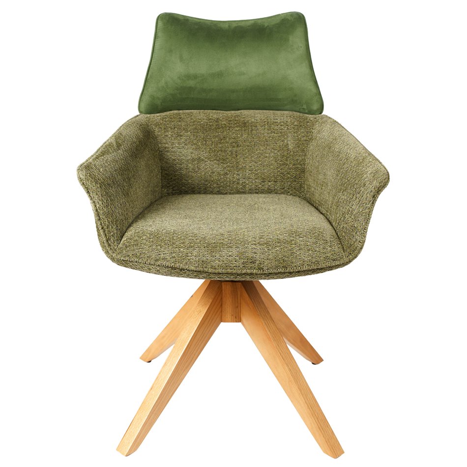Dining chair Fango 37, rotatable 360 degrees, green/natural, H89x63.5x55cm, seat height 49cm