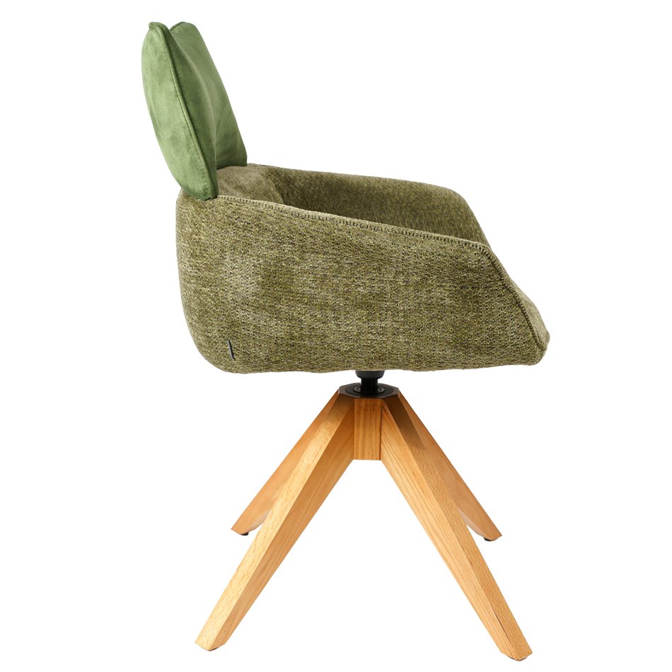 Dining chair Fango 37, rotatable 360 degrees, green/natural, H89x63.5x55cm, seat height 49cm