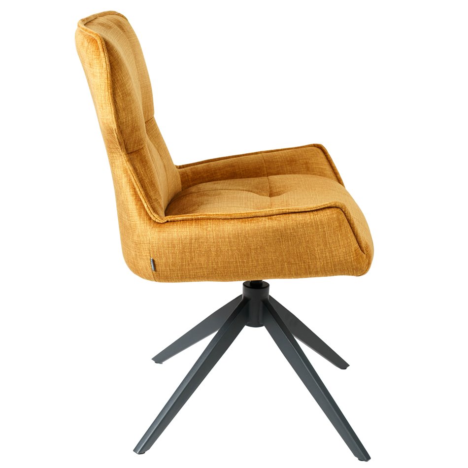 Söögitool Filetino, 360 kraadi pööratav, sinepivärvi, H89x64x55cm, istumisosa kõrgus 49cm