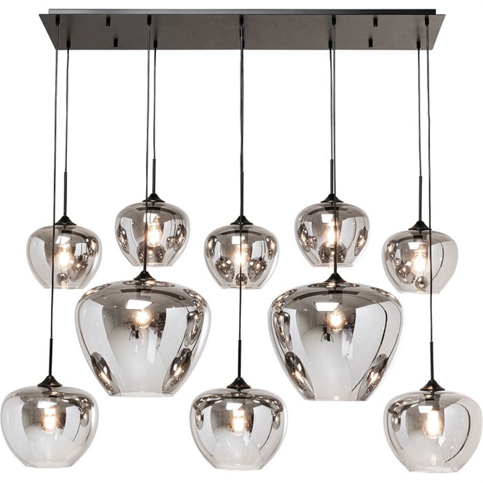 Pendant lamp Rikardo10, smoky/black, H100-190x150x60cm, E27x10 40W(MAX)