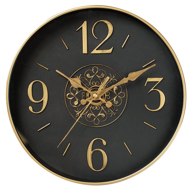 Wall clock Zdana, black/gold color, D25.4x4cm