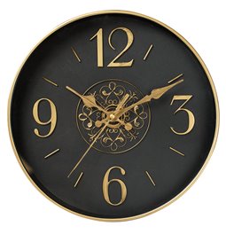 Wall clock Zdana, black/gold color, D25.4x4cm