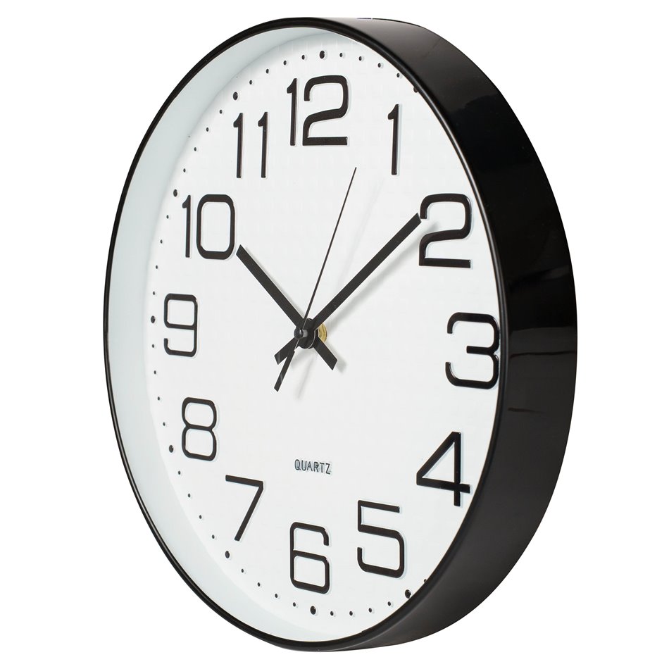 Wall clock Zelenika, black/white, D30.5x4.2cm