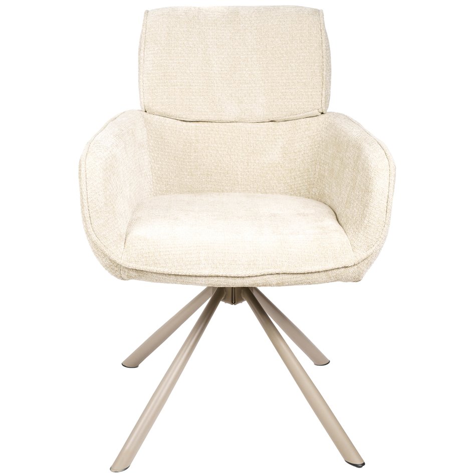 Dinning chair Lappi, rotatable 180 degrees, taupe/ivory, H86x65x61cm, seat height 50.5cm 