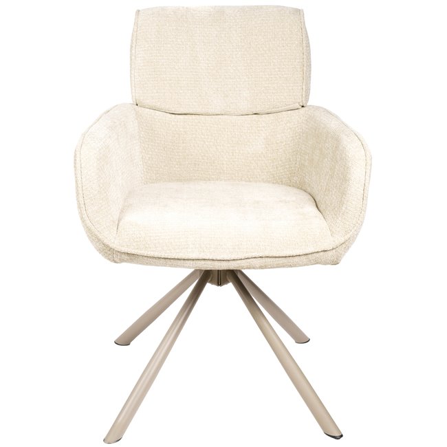 Dinning chair Lappi, rotatable 180 degrees, taupe/ivory, H86x65x61cm, seat height 50.5cm 