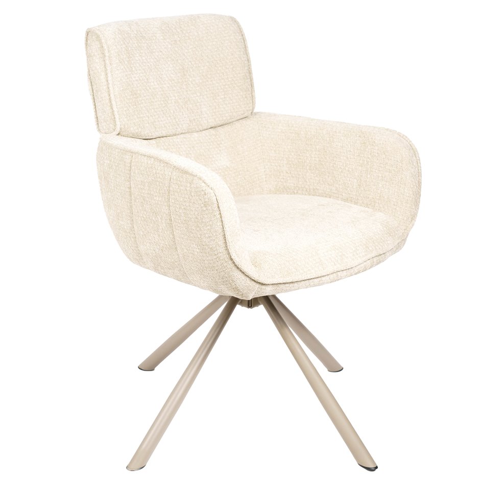 Dinning chair Lappi, rotatable 180 degrees, taupe/ivory, H86x65x61cm, seat height 50.5cm 