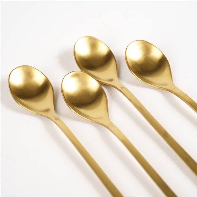 Smoothie spoon stainless steel, gold color, 4 pcs., 26.5x2.5x0.9cm