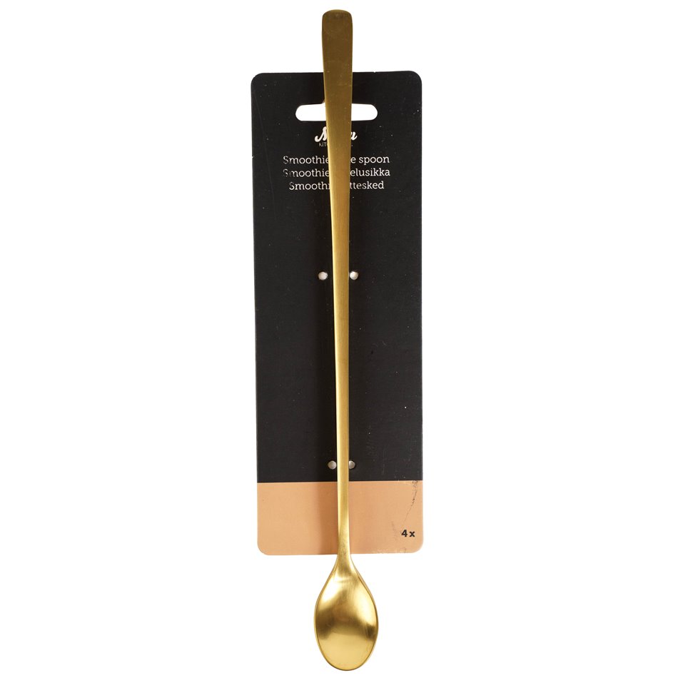 Smoothie spoon stainless steel, gold color, 4 pcs., 26.5x2.5x0.9cm