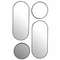 Wall mirror set 4 Versa, black, D30x3cm/30x70x3cm