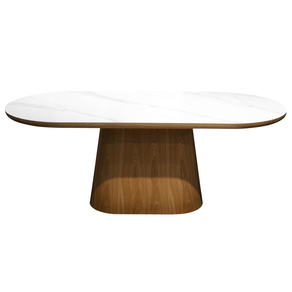 Dining table Trinite, sintered stone/MDF/ash veneer, 200x90cm H77cm