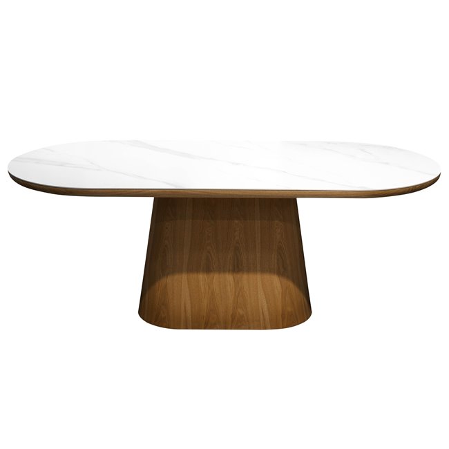 Dining table Trinite, sintered stone/MDF/ash veneer, 200x90cm H77cm