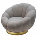 Swivel leisure chair Valdo, grey/gold color, rotatable 360 degrees, H75x101x99cm, seat height 40cm