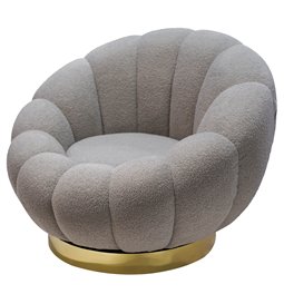 Swivel leisure chair Valdo, grey/gold color, rotatable 360 degrees, H75x101x99cm, seat height 40cm