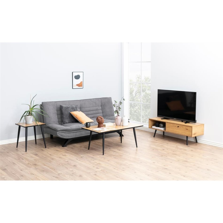 Sofa bed Akit, extendable, light gray, H91x98x196cm, seat height 39cm