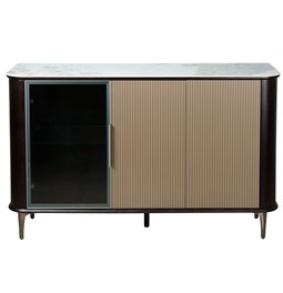 Sideboard Sarenno, sintered stone/ash veneer/MDF/metal/glass, H80x130x40cm