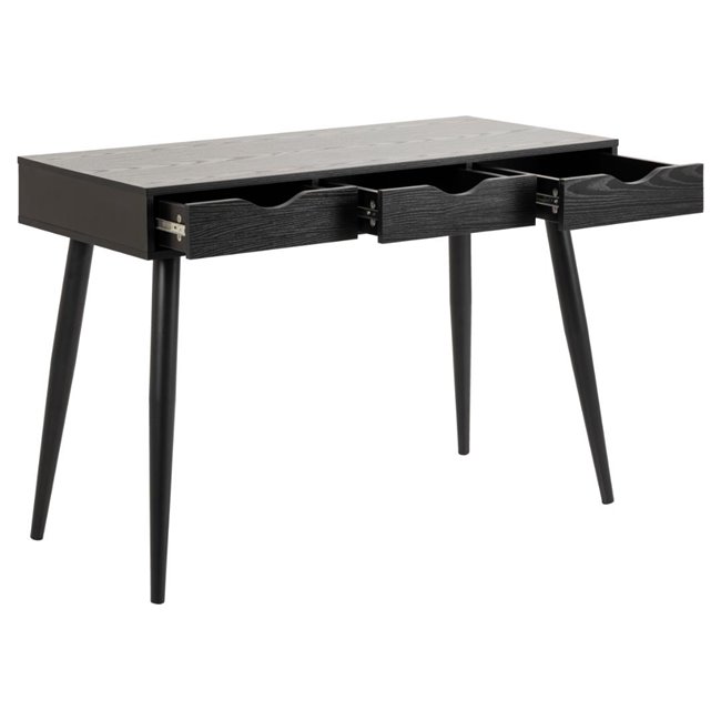 Office desk Aptun, black, steel/MDF, H77x50x110cm