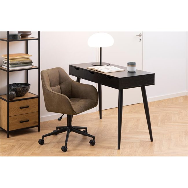 Office desk Aptun, black, steel/MDF, H77x50x110cm