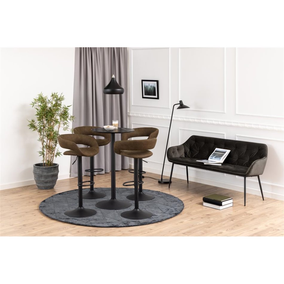 Bar table Abiza, black, lacquered ash veneer, H105cm D60cm
