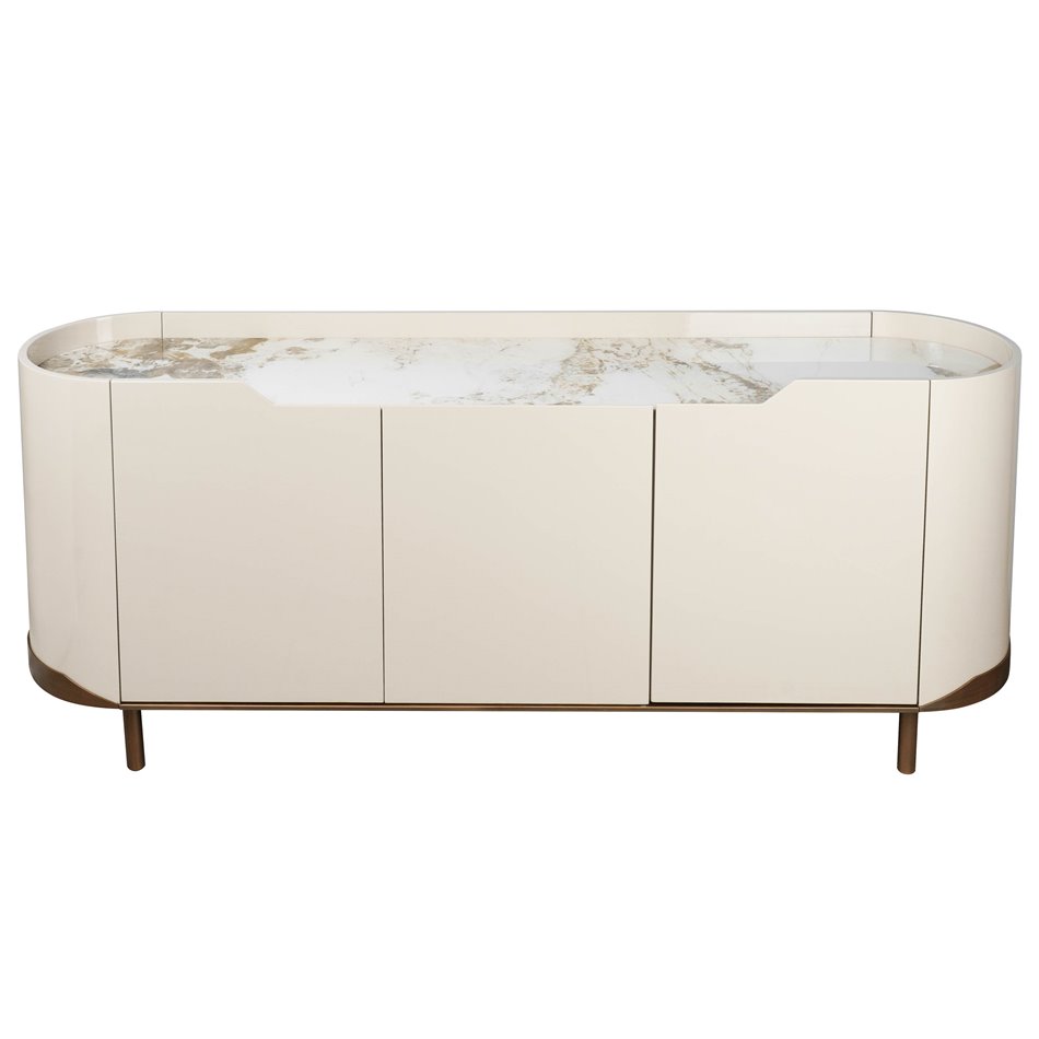 Sideboard Sarnno kahaki, sintered stone/MDF/metal, H74x180x42cm
