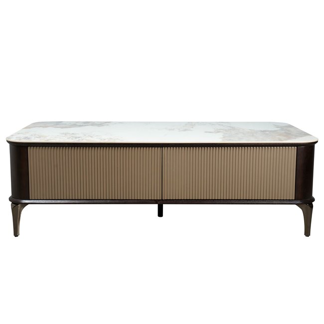 Coffee table Sarenno, sintered stone/MDF/ash veneer/metal, 130x70cm H40cm