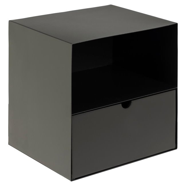 Bedside table Aliet, black, steel, H30x25x30cm