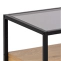 Bedside table Andolf, natural/black, tempered glass/steel, H60x35x40cm