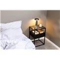Bedside table Andolf, black, tempered glass/steel, H60x35x40cm