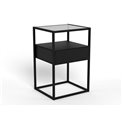 Bedside table Andolf, black, tempered glass/steel, H60x35x40cm